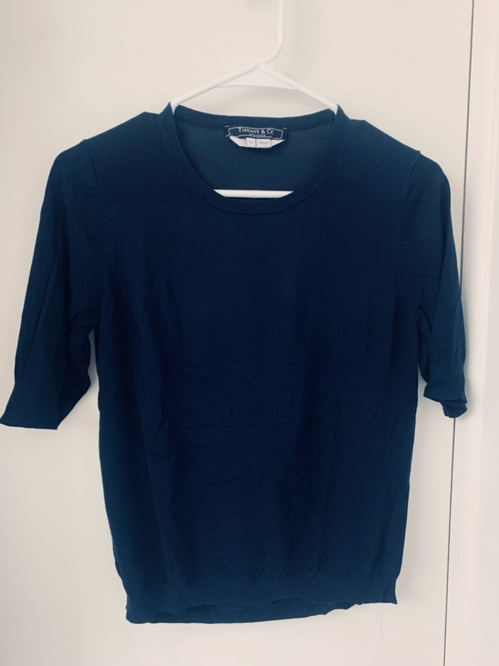 Tiffany & Co. Short Sleeve Crewneck Top in Navy Blue